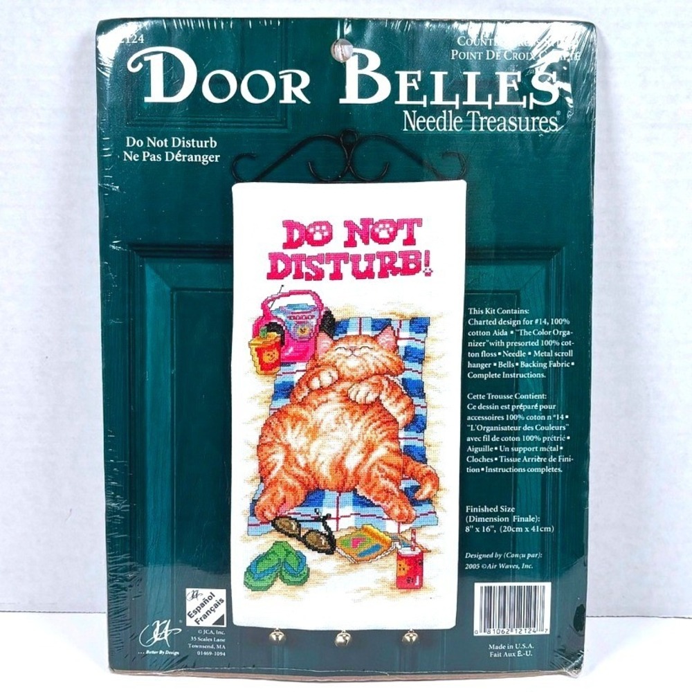 Vtg 2005 Needle Treasures Door Belles Do Not Disturb Beach Tabby CrossStitch NEW